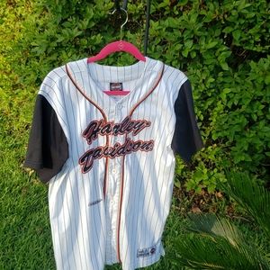 Harley Davison button up baseball jersey